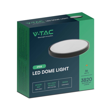 LED Плафон за таван 36W Кръг Черна Рамка 6400К IP44 SKU 76411 V-TAC