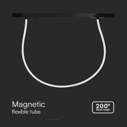 24W LED Magnetic Track Light Flexible Tube  2M CCT: 3000K Dimmable Black Body