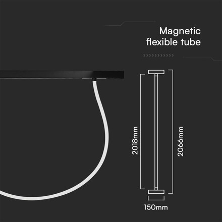 24W LED Magnetic Track Light Flexible Tube  2M CCT: 3000K Dimmable Black Body