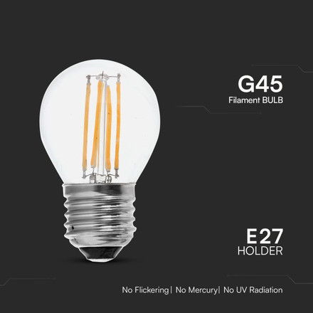 LED Крушка Е27 6W Filament E27 G45 6500К SKU 212844 V-TAC