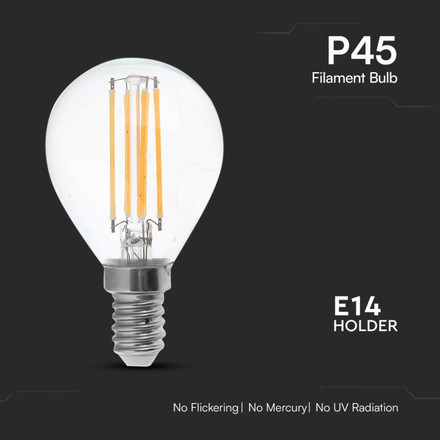 LED Bulb - 6W Filament E14 P45 Clear Cover 4000K