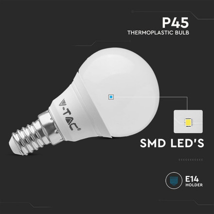 LED Крушка E14 4.5W 4000K P45 3 Броя в Сет SKU 217358 V-TAC