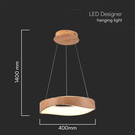 LED Designer Pendant Lampholder Wood Painting+White Body D400
