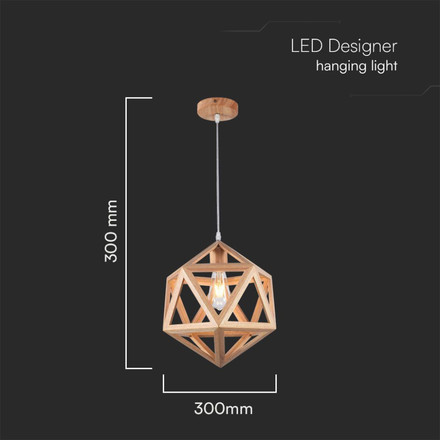 LED Designer Pendant Lampholder Wood Color Body D300 E27