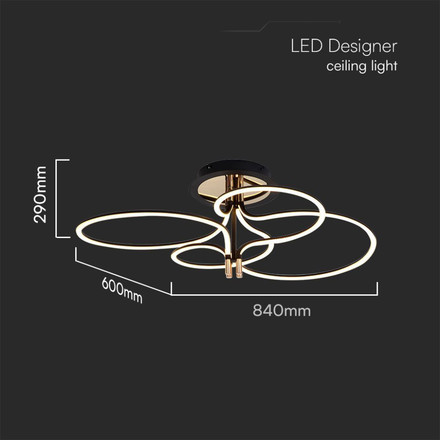 LED Designer Pendant Lampholder Plated Gold + Black Body