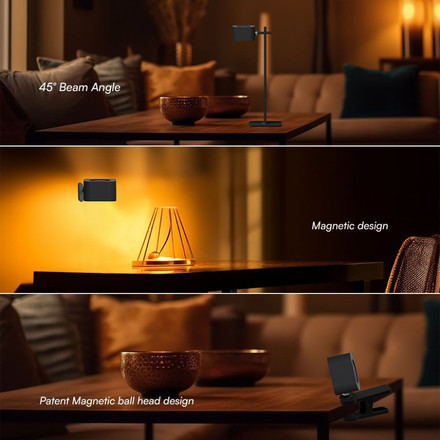 3W LED Магнитна Настолна Лампа С Батерия 1800mAh CCT: 3IN1 Черно Тяло SKU 23411 V-TAC