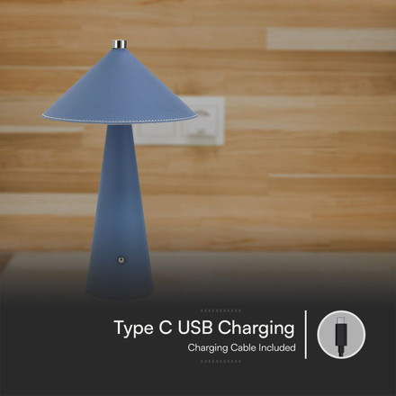 3W LED Магнитна Настолна Лампа С Батерия 4000mAh CCT: 3IN1 Син Тяло Димираща SKU 23414 V-TAC