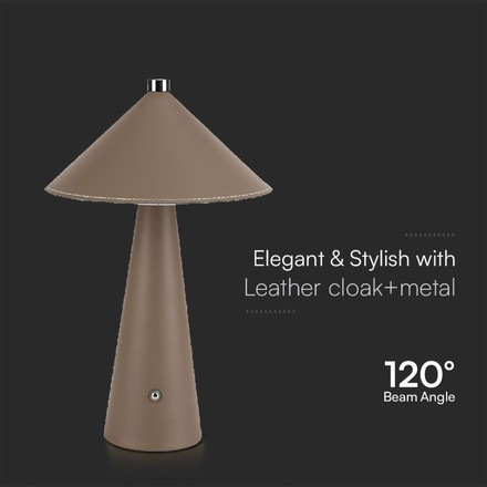 3W LED Магнитна Настолна Лампа С Батерия 4000mAh CCT: 3IN1 Кафяво Тяло Димираща SKU 23416 V-TAC