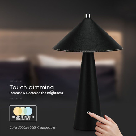 3W LED Magnetic Table Lamp With Battery 4000mAh CCT: 3IN1 Black Body Dimmable