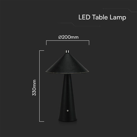 3W LED Magnetic Table Lamp With Battery 4000mAh CCT: 3IN1 Black Body Dimmable