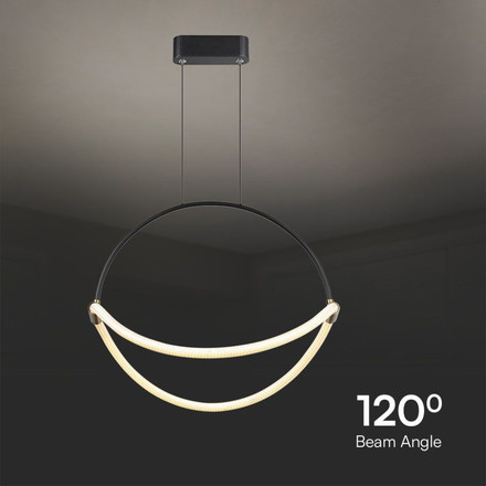 16W LED Handing Pendant Light WIth 1.5m Wire 600mm 3000K Black Body