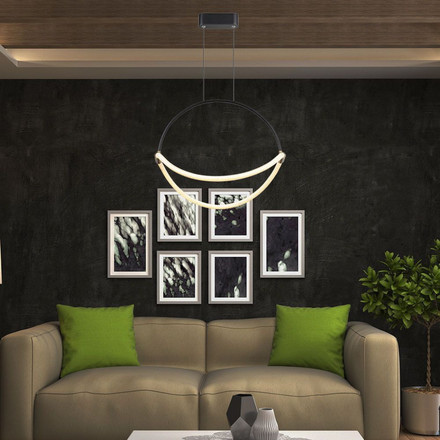 16W LED Handing Pendant Light WIth 1.5m Wire 600mm 3000K Black Body