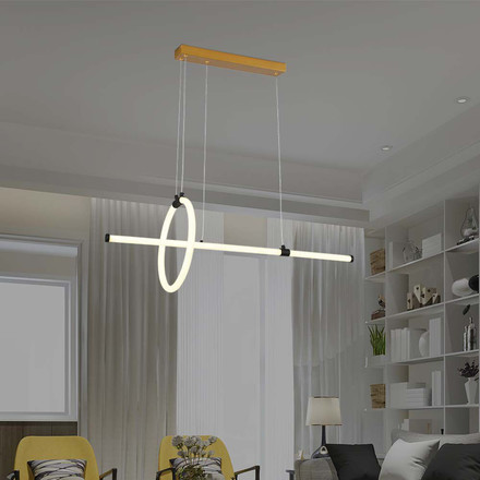 16W LED Hanging Decorative Lamp 860*300 Black Body 3000K