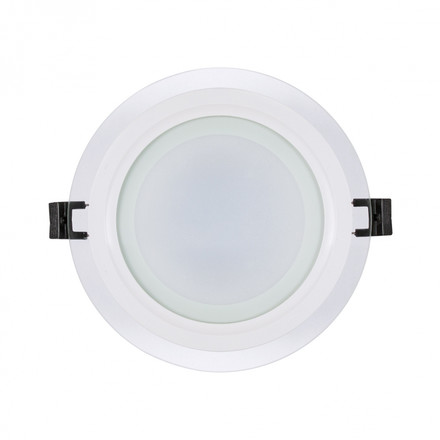 LED glass panel for building-in round, 12W, 4200K, 220V AC, neutral light, IP44, SMD2835