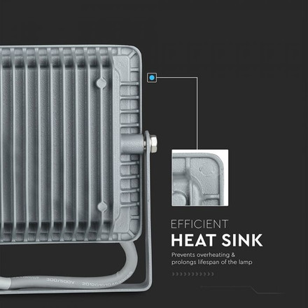 LED Прожектор 30W 3000К SAMSUNG ЧИП Сиво Тяло SKU 454 V-TAC