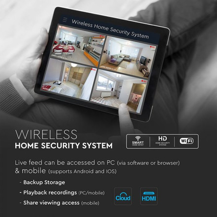 SKU 8400 WIFI IP Камера NVR Камера 1080P СЕТ IP20 с марка V-TAC