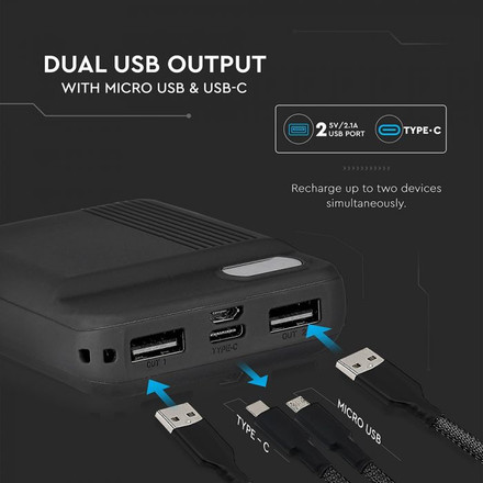 SKU 8850 Външна Батерия 10000 ma/H Черна с марка V-TAC