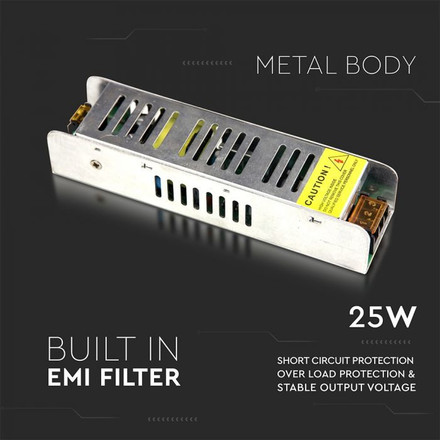 SLIM Power Supply - 25W 12V 2,1A Metal IP20