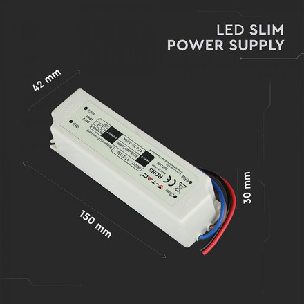 SKU 3271 LED Захранване Slim Plastic - 30W 12V IP67 с марка V-TAC