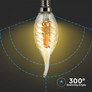 LED Bulb - 4W Filament  E14 Candle Tail Amber Cover 2700K 