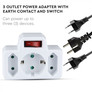 3 Outlet Power Adapter With Earth Contact And Switch 16A 250V ( Label + Polybag With Headcard)
