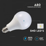 LED Крушка Е27 18W A80 2000 Lumen Пластик 3000К SKU 2707 V-TAC