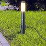 E27 Bollard Lamp 60CM  PIR Sensor With 2 EU Plug Sockets  Stainless Steel Grey IP44