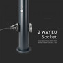 E27 Bollard Lamp 60CM  PIR Sensor With 2 EU Plug Sockets  Stainless Steel Black IP44