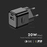 20W Charging Adapter With 1PD + 1 QC Port Black