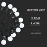 0.5W LED String Light 5M With 10 Bulbs EU 3000K SKU 217436 V-TAC