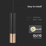 1*GU10 Корпус Пендел Черен + Златно D:60*300MM SKU 6688 V-TAC