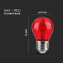 LED Крушка E27 2W Филамент G45 Червена SKU 217413 V-TAC