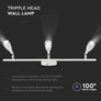 LED Стенна Лампа 13.5W 3000К Троен Спот Бяло Тяло SKU 218270 V-TAC