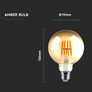 LED Bulb - 8W Filament  E27 G95 Amber 2200K