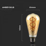 LED Bulb - 4.8W Filament E27 ST64 Amber Cover Curve Shape 1800K