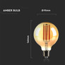 LED Bulb - 7W Filament E27 G95 Amber Cover 2200K
