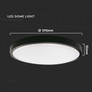 24W LED Dome Light Round Black Frame 6400K IP44