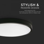 24W LED Dome Light Round Black Frame 6400K IP44