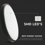 24W LED Dome Light Round Black Frame 6400K IP44