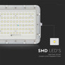 15W LED Соларен Прожектор 4000K Сменяема Батерия Бяло Тяло SKU 7844 V-TAC