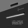 40W LED Linear Hanging Suspension Light : Up & Down System 3IN1 Black Body