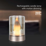 3W LED Candle Table Lamp 3000K Champagne Gold + Amber Glass