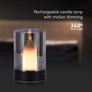 3W LED Candle Table Lamp 3000K Black + Smoky Glass