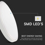 24W LED Dome Light Round White Frame 3000K IP44