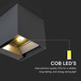 9W COB LED Solar Wall Light Battery 1x2600mAh 16HRS 3000K Black Body IP65