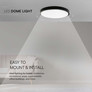 18W LED Dome Light Round Black Frame 6400K IP44