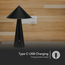 3W LED Magnetic Table Lamp With Battery 4000mAh CCT: 3IN1 Black Body Dimmable