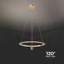 46W LED Hanging Pendant Lamp D600*1500mm 4000K Dimmable Brush Gold