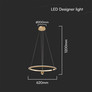 46W LED Hanging Pendant Lamp D600*1500mm 4000K Dimmable Brush Gold